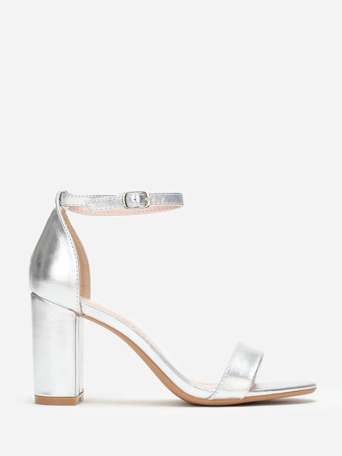 Hot La Modeuse Sandales à bride et talon carrés Argenté