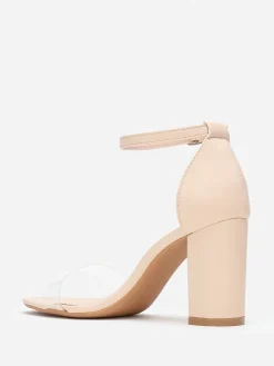 Outlet La Modeuse Sandales à bride e et talon carrés Transparent