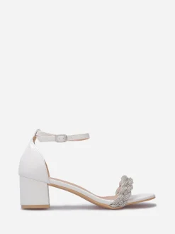 Outlet La Modeuse Sandales à bride tressée en strass Blanc