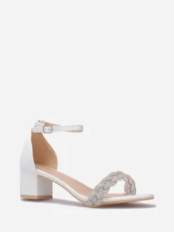 Outlet La Modeuse Sandales à bride tressée en strass Blanc