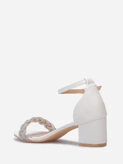Outlet La Modeuse Sandales à bride tressée en strass Blanc
