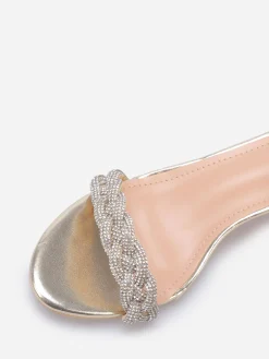 Hot La Modeuse Sandales à bride tressée en strass Doré