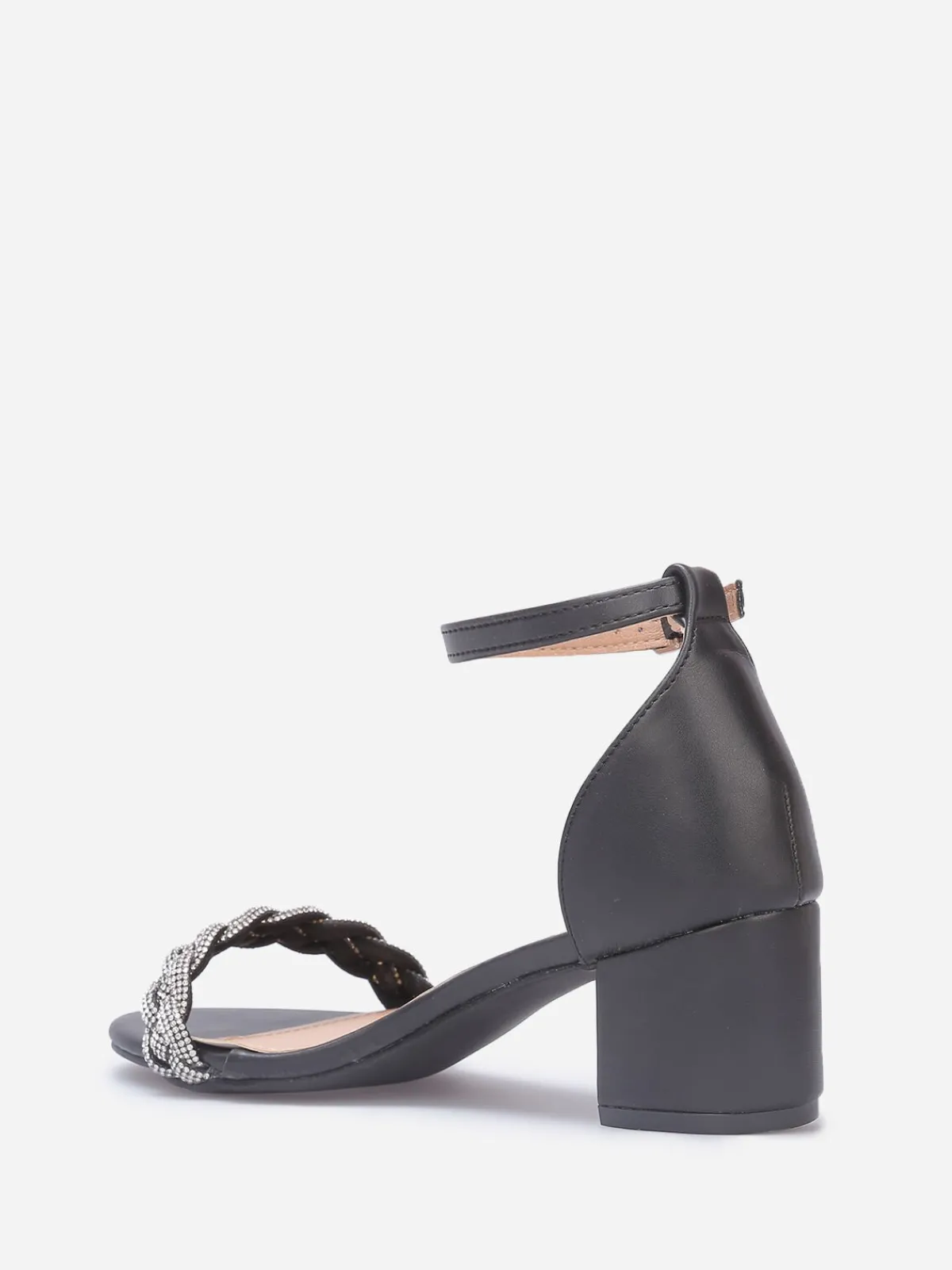 Outlet La Modeuse Sandales à bride tressée en strass Noir
