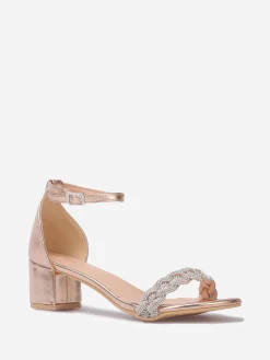 Clearance La Modeuse Sandales à bride tressée en strass Dorérose