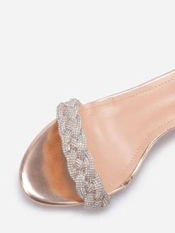 Clearance La Modeuse Sandales à bride tressée en strass Dorérose