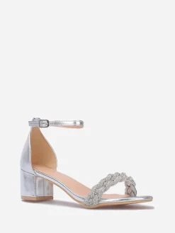 Clearance La Modeuse Sandales à bride tressée en strass Argenté