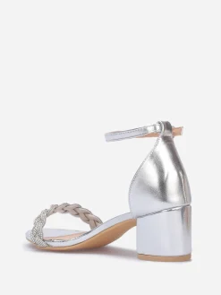 Clearance La Modeuse Sandales à bride tressée en strass Argenté