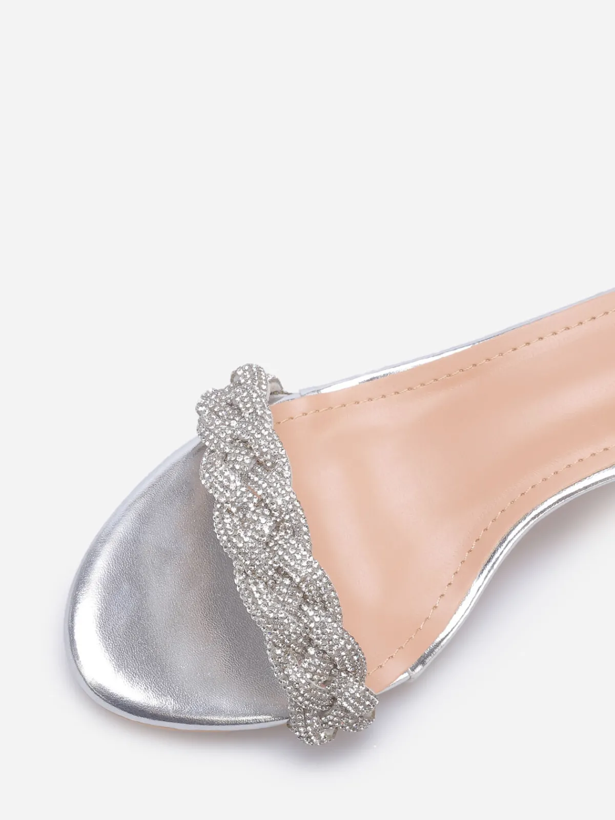 Clearance La Modeuse Sandales à bride tressée en strass Argenté