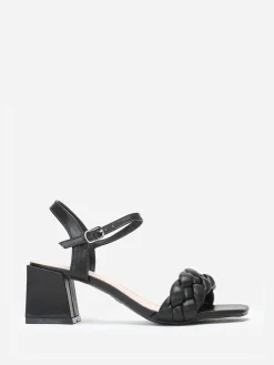 Online La Modeuse Sandales à bride tressée et talon bloc Noir