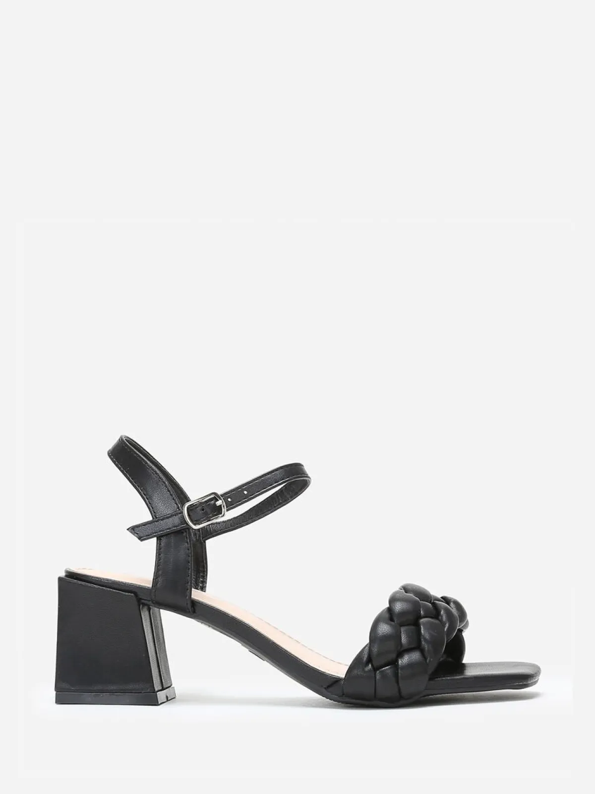 Online La Modeuse Sandales à bride tressée et talon bloc Noir