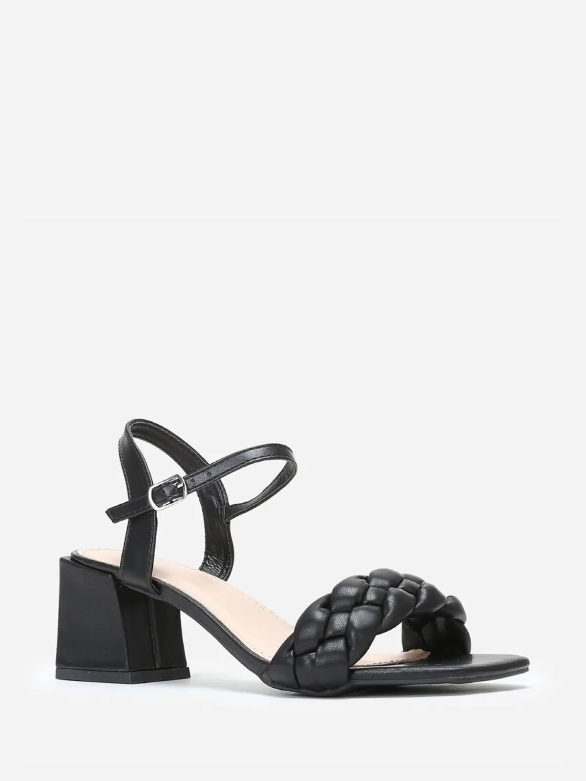 Online La Modeuse Sandales à bride tressée et talon bloc Noir