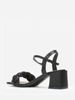 Online La Modeuse Sandales à bride tressée et talon bloc Noir