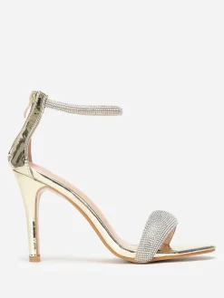 Discount La Modeuse Sandales à brides arrondies en strass Doré