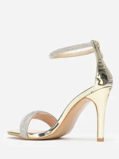Discount La Modeuse Sandales à brides arrondies en strass Doré
