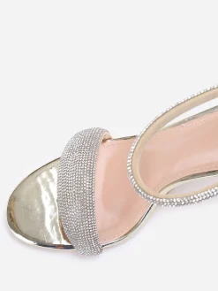Discount La Modeuse Sandales à brides arrondies en strass Doré