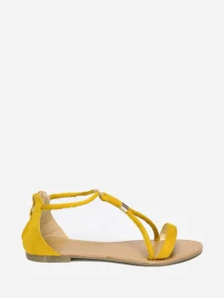 New La Modeuse Sandales à brides détails métallisés Jaune