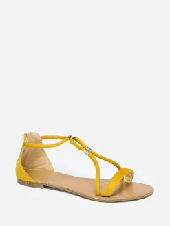 New La Modeuse Sandales à brides détails métallisés Jaune