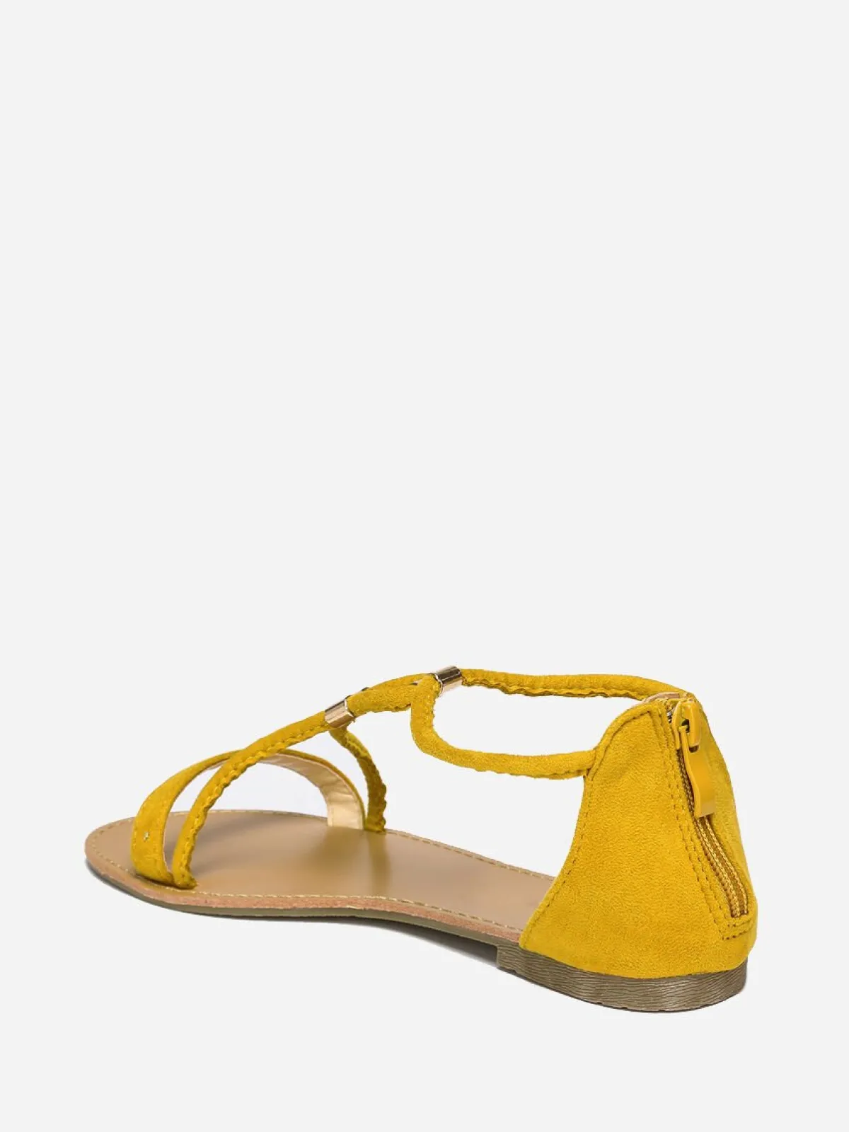 New La Modeuse Sandales à brides détails métallisés Jaune