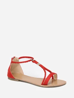 Discount La Modeuse Sandales à brides détails métallisés Rouge
