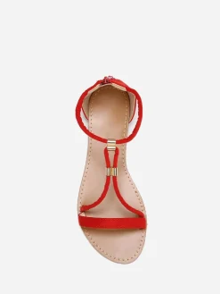 Discount La Modeuse Sandales à brides détails métallisés Rouge