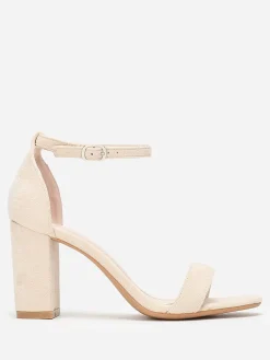 Sale La Modeuse Sandales à brides et talon carré Beige