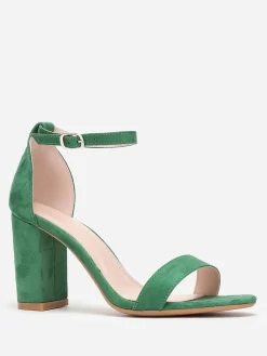 Outlet La Modeuse Sandales à brides et talon carré Vert