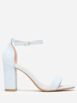 Clearance La Modeuse Sandales à brides et talon carré BleuClair