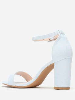 Clearance La Modeuse Sandales  à brides et talon carré BleuClair