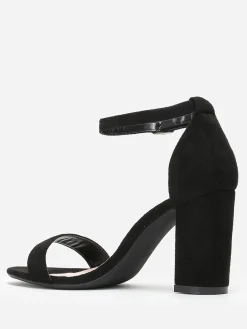 Outlet La Modeuse Sandales à brides et talon carré Noir