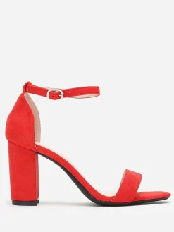 Discount La Modeuse Sandales à brides et talon carré Rouge
