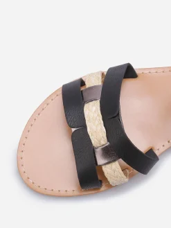 Sale La Modeuse Sandales à brides multi-matières entrecroisées Noir