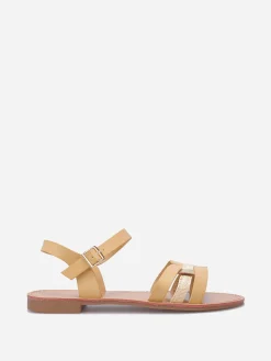 Sale La Modeuse Sandales à brides multi-matières entrecroisées Beige