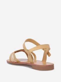 Sale La Modeuse Sandales à brides multi-matières entrecroisées Beige