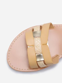 Sale La Modeuse Sandales à brides multi-matières entrecroisées Beige