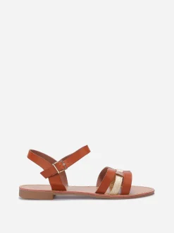 Online La Modeuse Sandales à brides multi-matières entrecroisées Camel