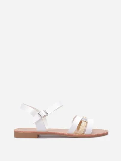 Outlet La Modeuse Sandales à brides multi-matières entrecroisées Blanc