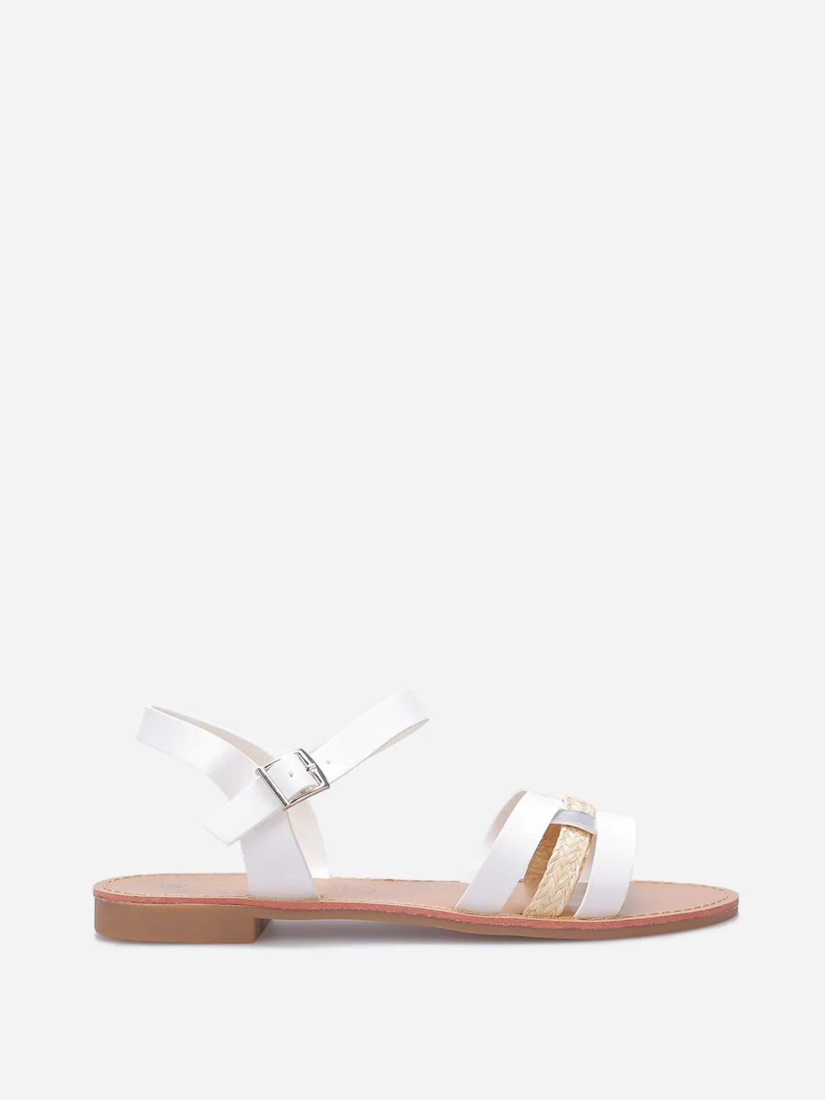 Outlet La Modeuse Sandales à brides multi-matières entrecroisées Blanc