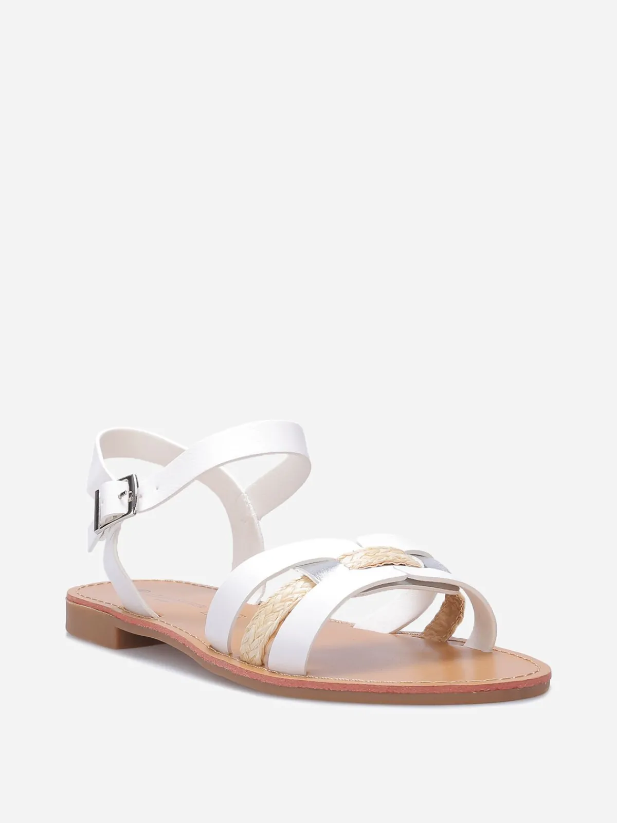 Outlet La Modeuse Sandales à brides multi-matières entrecroisées Blanc