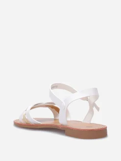 Outlet La Modeuse Sandales à brides multi-matières entrecroisées Blanc