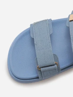 Sale La Modeuse Sandales à brides scratch en denim BleuDenim