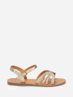New La Modeuse Sandales à brides tressées grandes tailles Doré