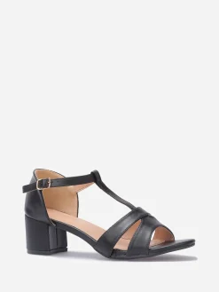 Sale La Modeuse Sandales à doubles brides grandes tailles Noir