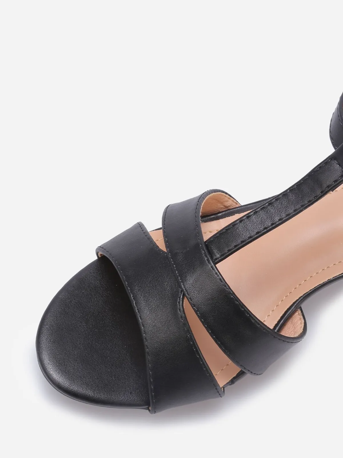 Sale La Modeuse Sandales à doubles brides grandes tailles Noir