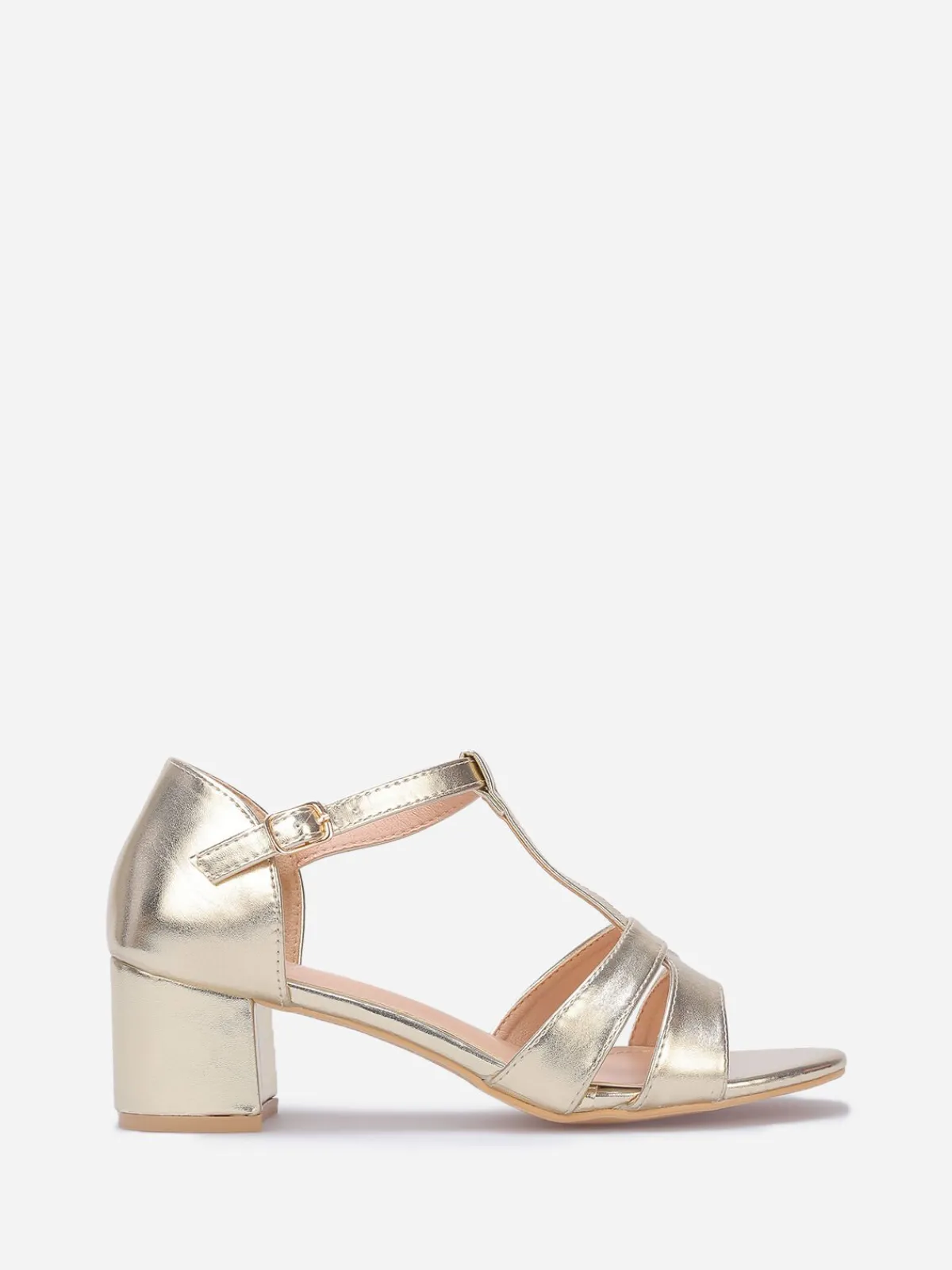 Outlet La Modeuse Sandales à doubles brides grandes tailles Doré