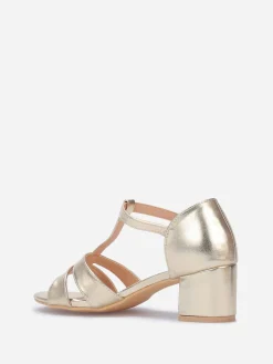 Outlet La Modeuse Sandales à doubles brides grandes tailles Doré
