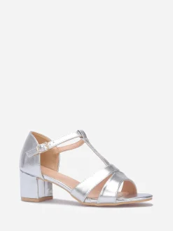 Online La Modeuse Sandales à doubles brides grandes tailles Argenté