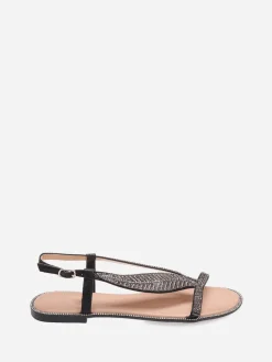 Discount La Modeuse Sandales à feuille en strass grandes tailles Noir