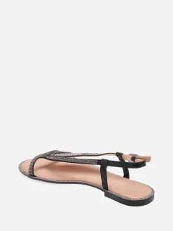 Discount La Modeuse Sandales à feuille en strass grandes tailles Noir