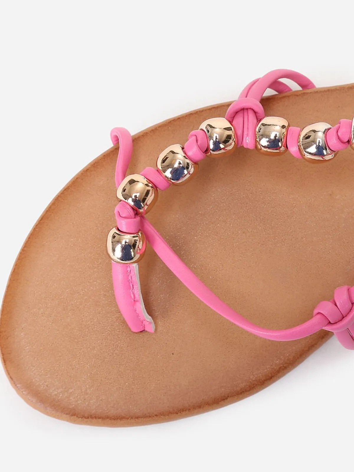 Outlet La Modeuse Sandales à fines brides en perles Fuchsia