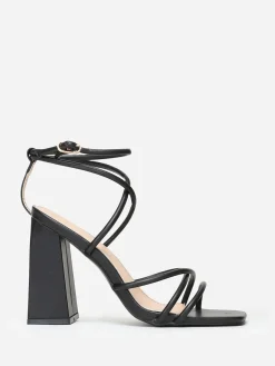 New La Modeuse Sandales à fines brides en simili Noir